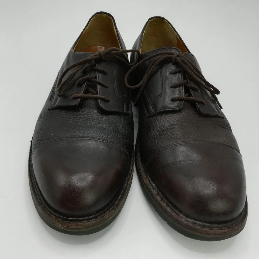 Mephisto Shoes Mens Oxford Melchior Cap Toe Brown Pebble Grain Leather 11